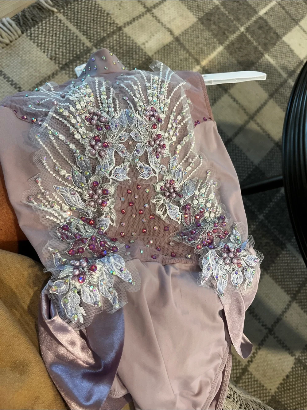 Mauve Pink Embellished High-Neck Dance Costume